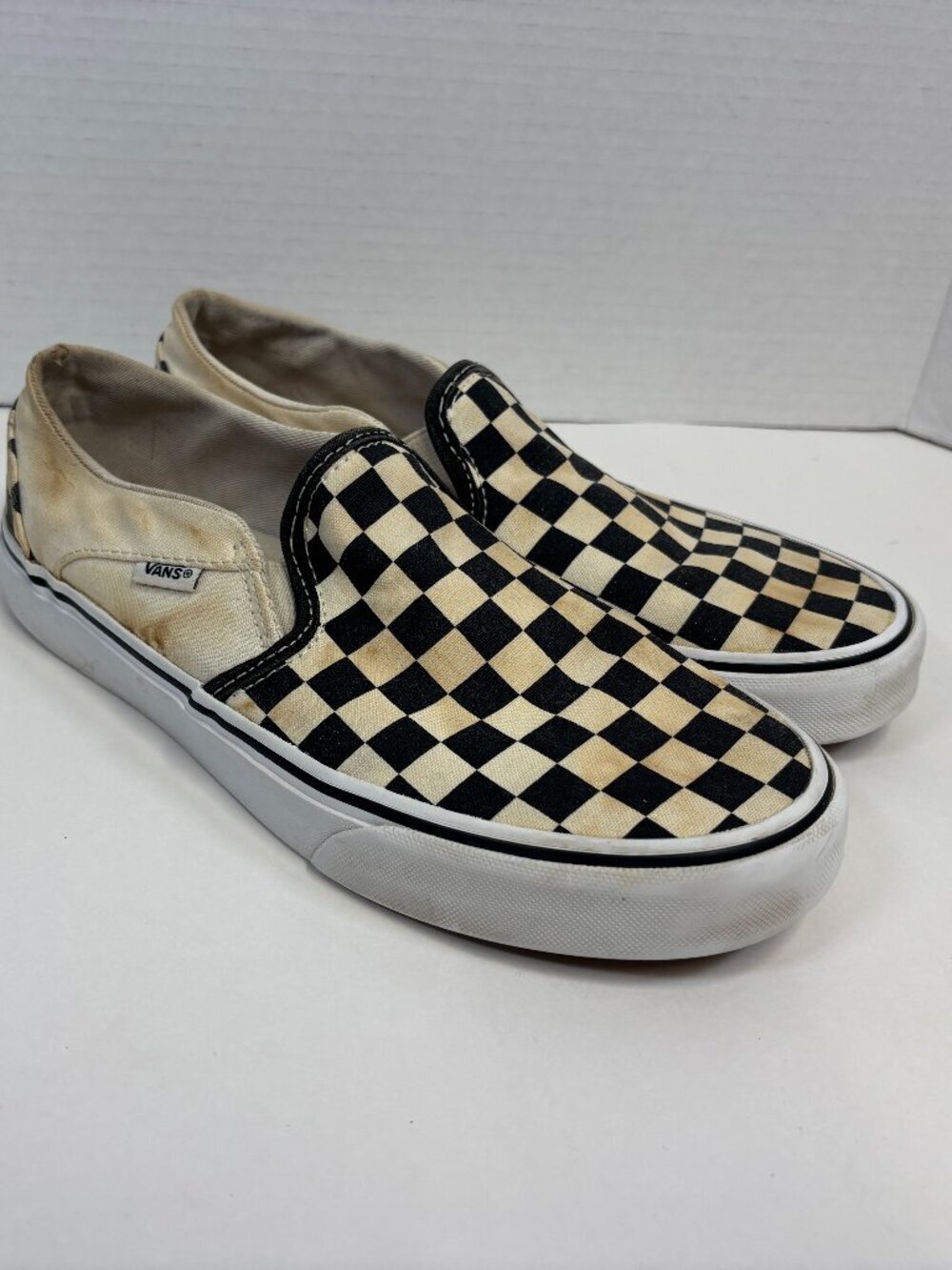 Vans Classic Checkered Slip-On Skate Sneakers - Black and White Women's Size 8